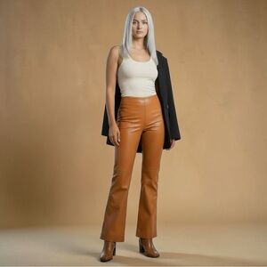 Acne Studios $1905 Calf Leather Flare Pull On Pants